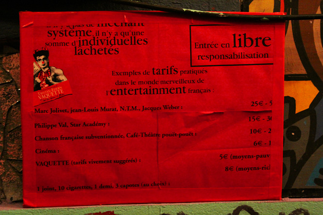 Tarif en libre responsabilisation